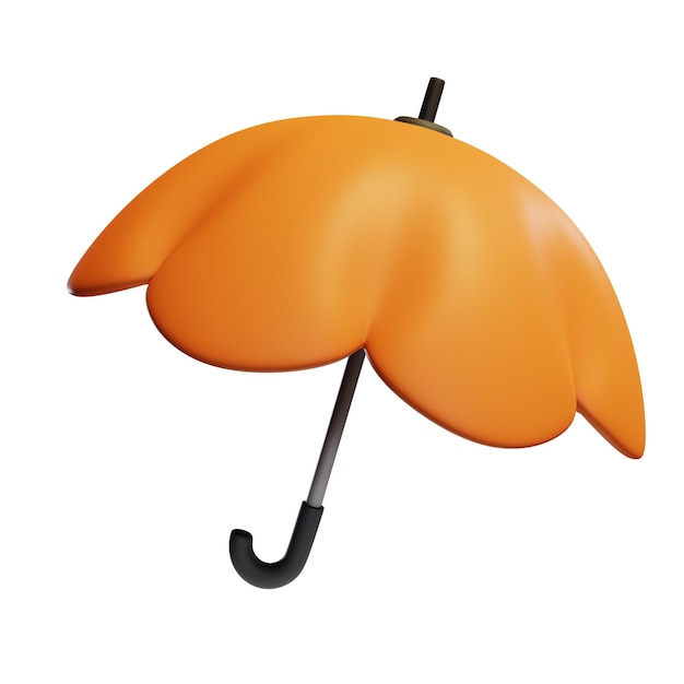 Ilustracje do renderowania 3d brązowy pomarańczowy parasol w stylu kreskówki, dobry dla motywu sezonu jesiennego natury