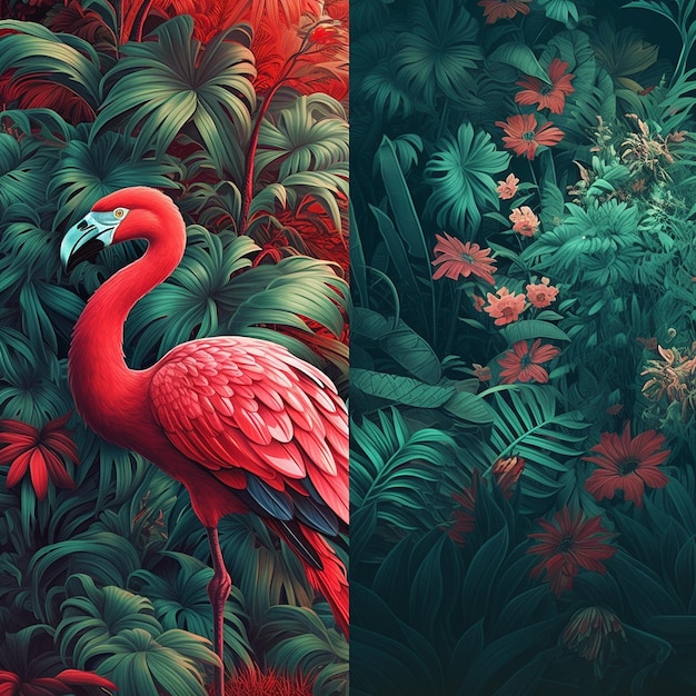ilustracje inspirowane projektowaniem graficznym tropikalna symbolika Generative AI