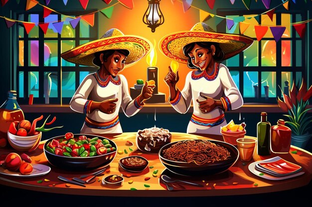 Ilustracje na przyjęcie Cinco De Mayo Rysowanie obrazu