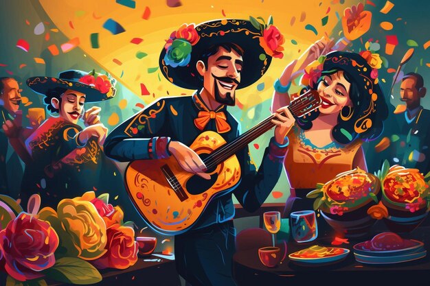 Ilustracje na przyjęcie Cinco De Mayo Rysowanie obrazu