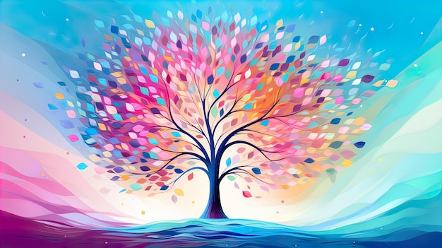 ilustracje obraz drzewa z kolorowymi Generuj AI