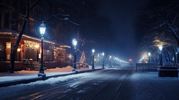Ilustracje tła zimowego miasta w nocy
