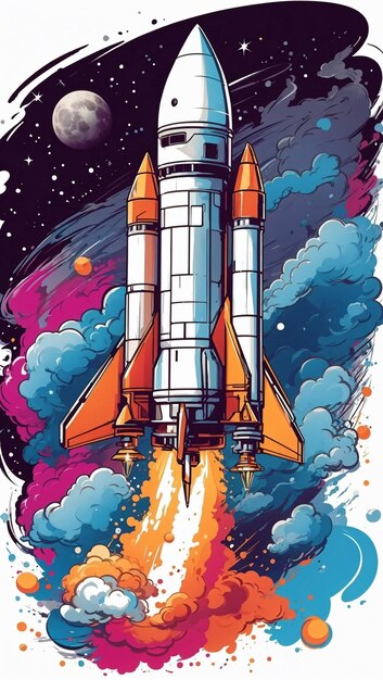 Zdjęcie ilustracje wyrzutni rakiet z kolorowym tłem