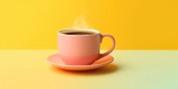 Ilustracyjna filiżanka pachnący cappuccino na stołowym zbliżeniu pastelowym tle generatywnym ai