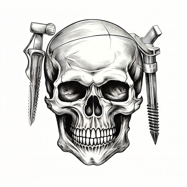 Ilustracyjny projekt tatuażu czaszki