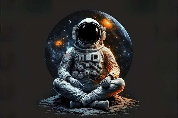 ilustracyjny rysunek uroczego astronauty w generatywnej przestrzeni kosmicznej ai