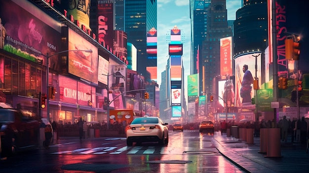 Ilustrator generatywnej sztucznej inteligencji z Times Square