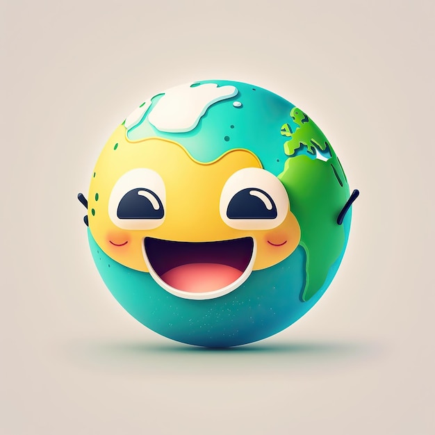 ilustrowana generacja uroczego 3d uśmiechniętego globu izolowanego białego