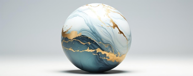 Ilustrowana kula planety z marmuru i jedwabiu w kolorach złotym i niebieskim dodaje artystycznego akcentu