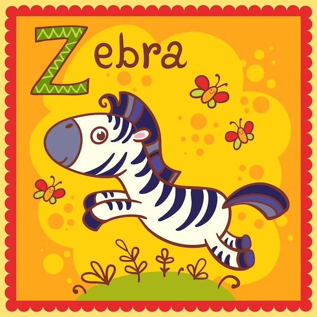 Zdjęcie ilustrowana litera alfabetu z i zebra