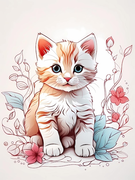 Zdjęcie ilustrowany wzór kotka