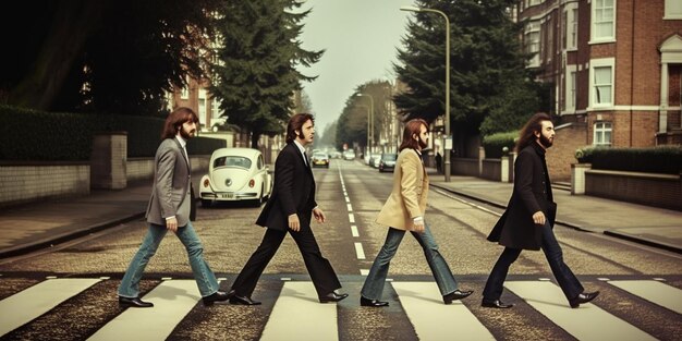 Iluzja zdjęcie albumu Abbey Road, zdjęcie czterech wokalistów zespołu Beatlesów