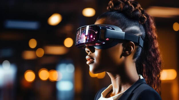 Immersja w wirtualną rzeczywistość Jedna osoba zaangażowana w różne zajęcia w pomieszczeniach za pomocą projekcyjnych okularów
