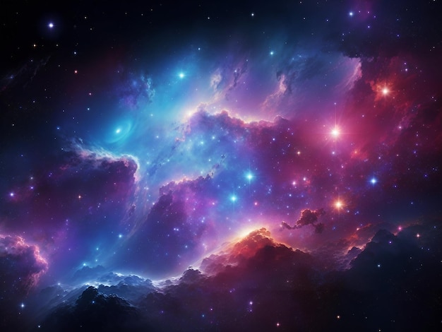 Immersywny realizm Kosmiczny tło z pyłem gwiezdnym Lśniące gwiazdy Kolorowa mgławica kosmiczna i Droga Mleczna