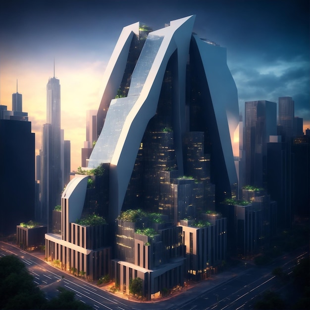 Imponujące futurystyczne budynki generowane przez ai