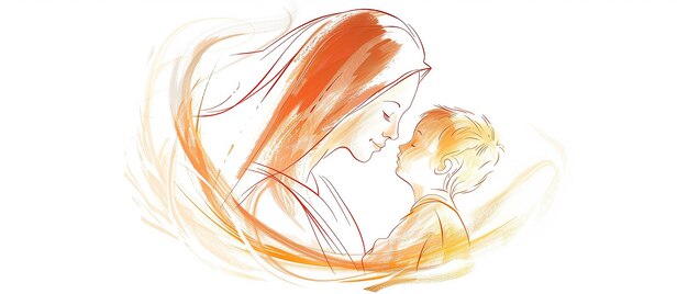 Impresjonistyczne delikatne oświetlenie Maryi i niemowlęcia Jezusa