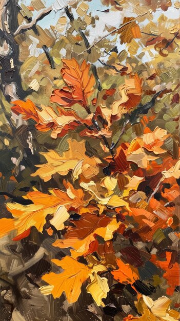 Impresjonistyczny obraz jesiennych liści