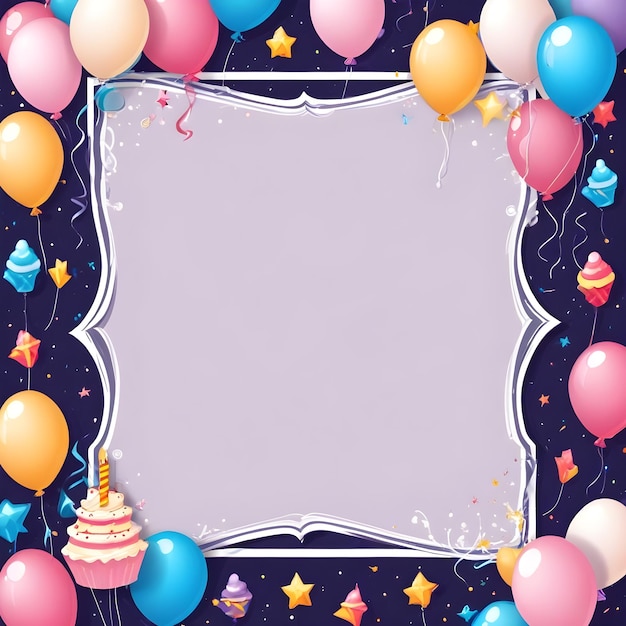 Zdjęcie impreza urodzinowa z balonami i gwiazdami i miejsce na imprezę urodzinową