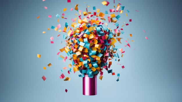 Imprezowy emotikon z pękającymi kolorowymi konfetti