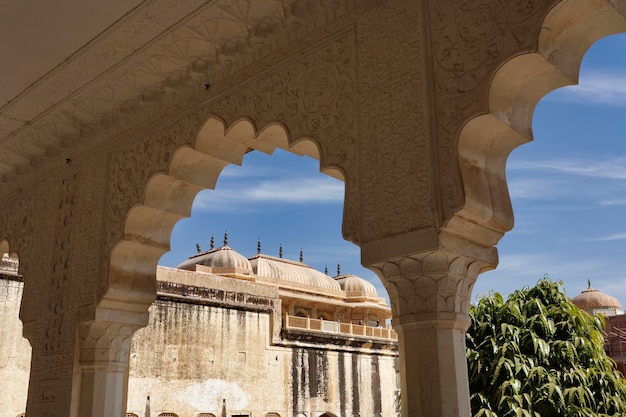 India, Rajasthan, Jaipur, widok ogrodu Amber Palace, 11 km poza miastem Jaipur