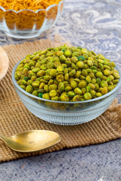 Indian Namkeen Snack Food Masala Green Peas