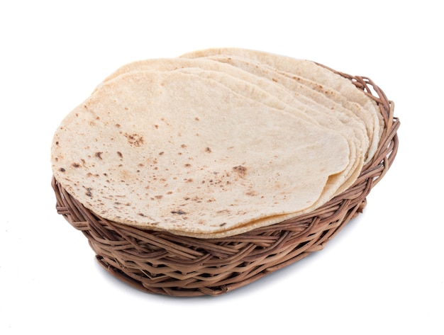 Indiańska kuchnia Chapati na Białym tle