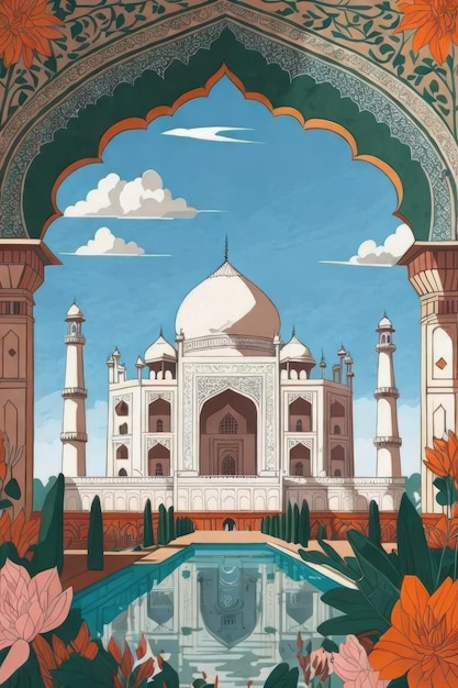 Zdjęcie indie taj mahal budynek plakat tło