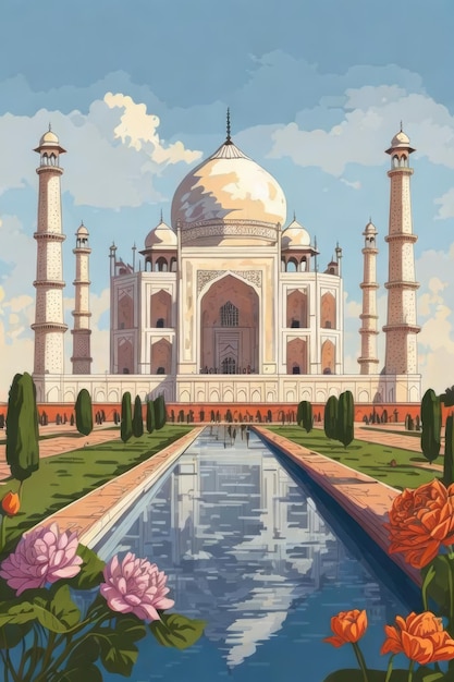 Zdjęcie indie taj mahal budynek plakat tło