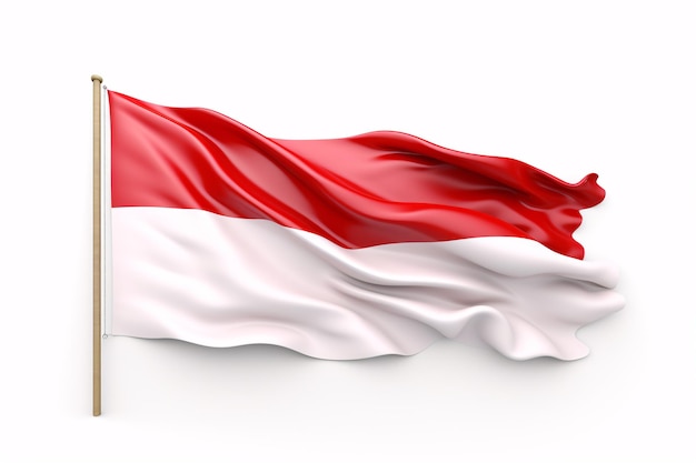 Indonezyjski baner 3D wyizolowany na białej powierzchni z ramką polskiej flagi i otwartą sekcją tekstową