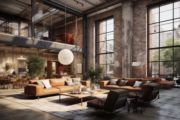 IndustrialChic Interior Exposed Brick i Artistic Flair stworzone za pomocą generatywnej sztucznej inteligencji