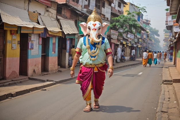 indyjska kobieta spacerująca ulicą w Indiach