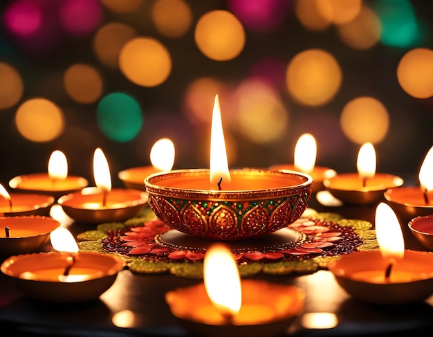 Indyjska lampa Diwali generatywna Ai