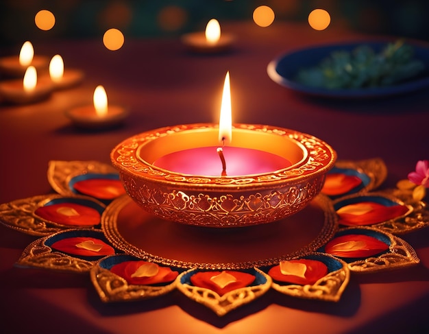 Indyjska lampa Diwali generatywna Ai