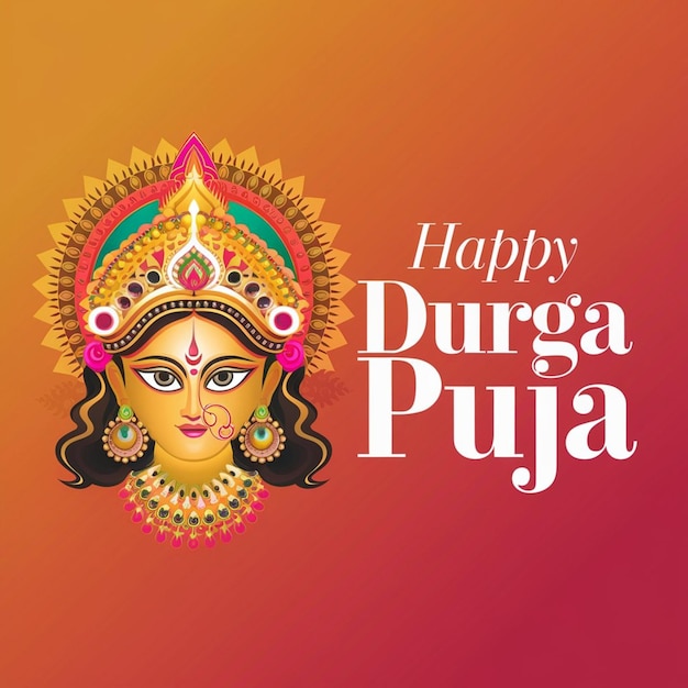 Indyjski bóg shri Druga w Happy Durga Puja Subh Navratri Poster Design