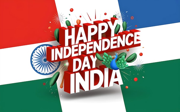 Zdjęcie indyjski dzień niepodległości tło płaska ilustracja