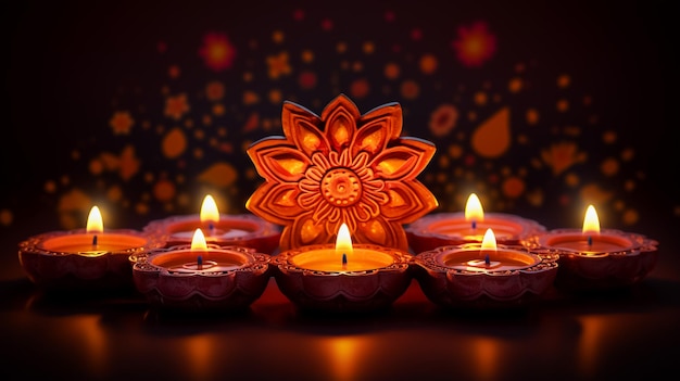 Indyjski festiwal Happy Diwali z rekwizytami Diwali wakacje Tło z krakersami Święto Diwali
