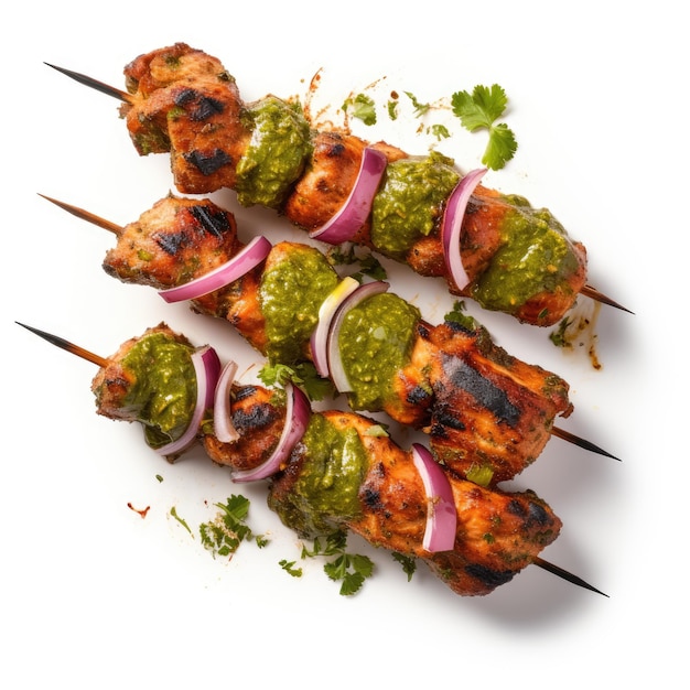 Indyjski kebab tikka z kurczaka marynowany w przyprawach i jogurcie, pieczony w piecu tandoor