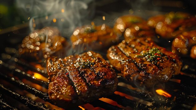 Zdjęcie indyjski kurczak tikka kofte kofta kebab na płomieniu barbecue