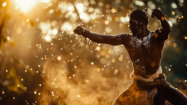 Zdjęcie indyjski piłkarz kalaripayattu w akcji