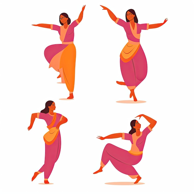 Zdjęcie indyjski taniec indyjska dama tańca ilustracja wektorowa