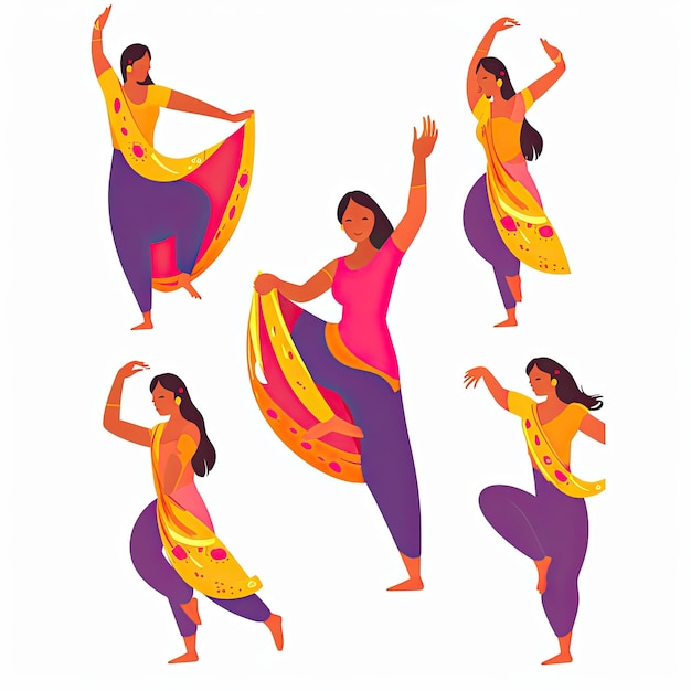 Zdjęcie indyjski taniec indyjska dama tańca ilustracja wektorowa