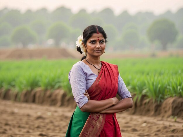 Indyjskie kobiety rolnicze na polu izolowane