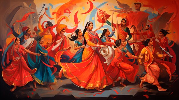 indyjskie kobiety tańczące na indyjskim tradycyjnym festiwalu