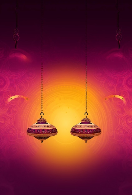 Indyjskie lampy Diwali Szczęśliwy projekt karty DiwaliIndyjski festiwal Kartka z pozdrowieniami plakat ulotki tło
