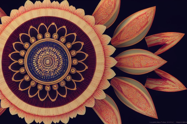 Indyjskie światło hinduskie Diwali festiwal mandali na ciemnym tle