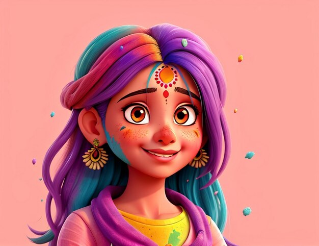 Zdjęcie indyjskie święto kolorów z gulal szczęśliwy holi