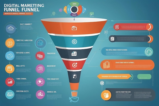 Infografika cyfrowego kanału marketingowego przyciąga nowych klientów za pomocą strategii marketingowych