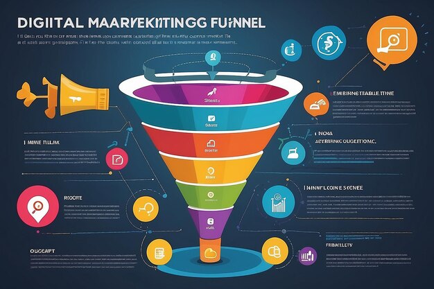 Infografika cyfrowego kanału marketingowego przyciąga nowych klientów za pomocą strategii marketingowych