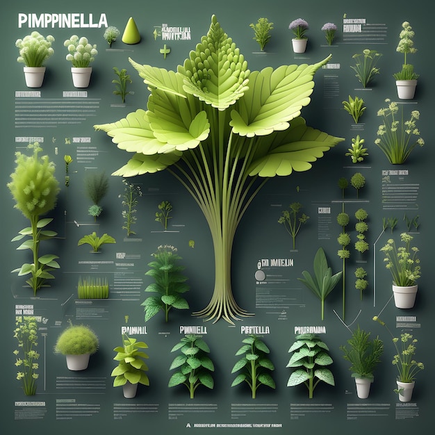 Infografika inspirująca o roślinie Pimpinella pruatjan