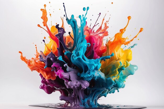 Zdjęcie ink in water splash acrilyc paint mixing multicolored liquid dye abstract sculpture background color